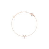 Rose gold chain bracelet with an Aries zodiac pendant embellished with sparkling crystals and an adjustable clasp.