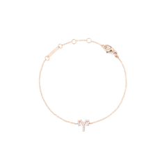 Rose gold chain bracelet with an Aries zodiac pendant embellished with sparkling crystals and an adjustable clasp.