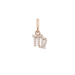 Rose gold Virgo zodiac watch charm crafted from stainless steel, featuring a delicate Virgo symbol set with sparkling cubic zirconia crystals for a refined, personalised touch.