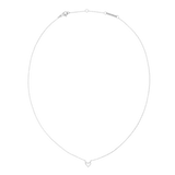 Delicate silver chain necklace featuring an open heart-shaped pendant adorned with sparkling white cubic zirconia, crafted from polished stainless steel for a refined, minimalist look.