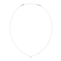 Delicate silver chain necklace featuring an open heart-shaped pendant adorned with sparkling white cubic zirconia, crafted from polished stainless steel for a refined, minimalist look.