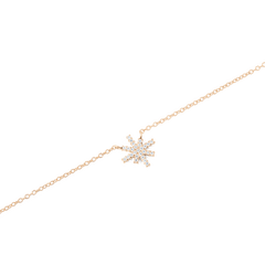 Close-up of the Mirelle Star Necklace Rose Gold, showing a fine rose gold chain with a star-shaped pendant set with sparkling white cubic zirconia crystals.