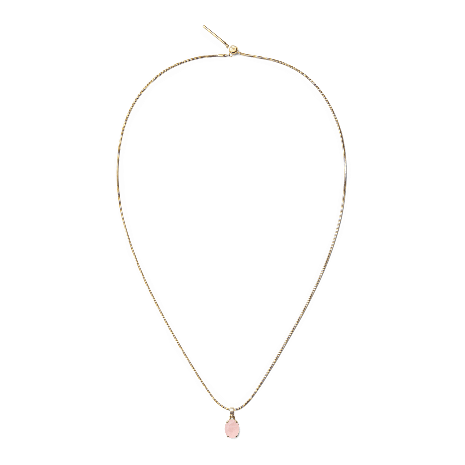 Rose Quartz Oval Gold Charm