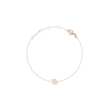 Rose gold chain bracelet with an adjustable fit, featuring a crystal-set Virgo zodiac pendant and a secure lobster clasp.