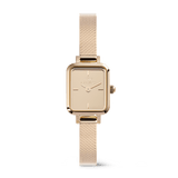 Quadro Mini Reflection Rose Gold women’s watch featuring a petite rectangular case, mirror-effect dial, and a polished rose gold mesh strap with minimalist detailing.