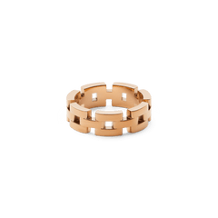 Rose gold 3-link ring crafted from 316L stainless steel with a polished finish and distinctive open-link design.