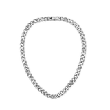 Chunky silver chain necklace featuring rounded polished links and a secure fold-over clasp, crafted from stainless steel for a modern, elegant look.