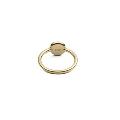 Audrey Ring Jade Gold showing engraved DW logo on the polished gold band underside, elegant and refined jewellery detail.