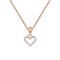 Rose gold necklace featuring an open heart contour pendant adorned with white crystals, offering a refined and elegant accent for everyday wear.