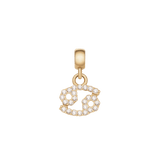 Cancer zodiac charm crafted in gold with shimmering cubic zirconia crystals and a smooth gold clasp, ideal for customising bracelets or necklaces.