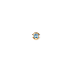 Small gold-plated stainless steel charm featuring a light blue aquamarine-inspired crystal set in a minimalist circular frame.