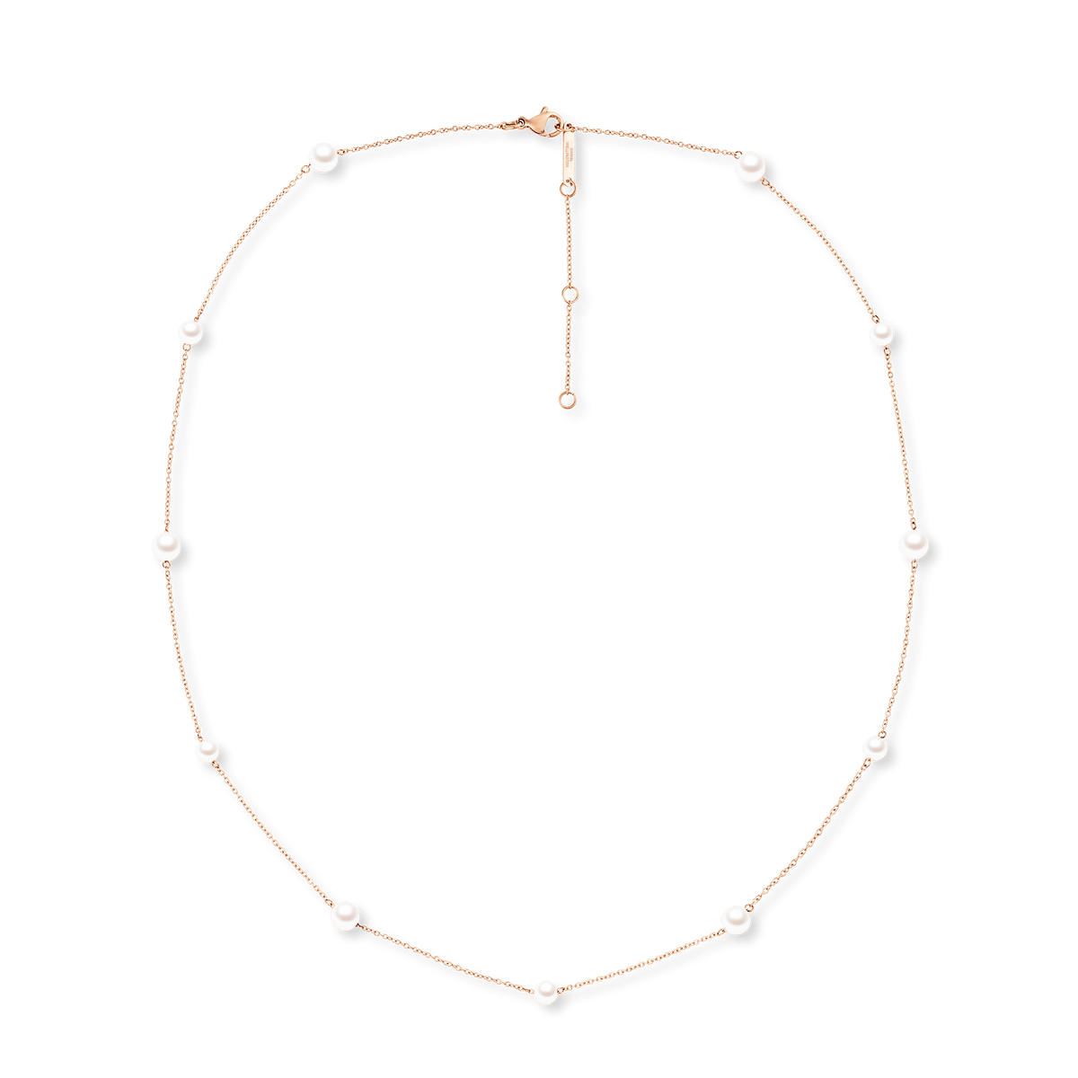 Pearl Step Necklace Rose Gold