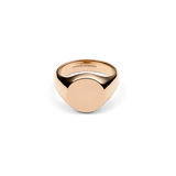 Classic rose gold signet ring with a smooth, flat face and polished finish, crafted from stainless steel.