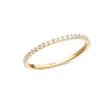Slim gold eternity ring featuring a continuous row of sparkling white cubic zirconia crystals set in a delicate 1.4 mm band, crafted from stainless steel with gold PVD plating.