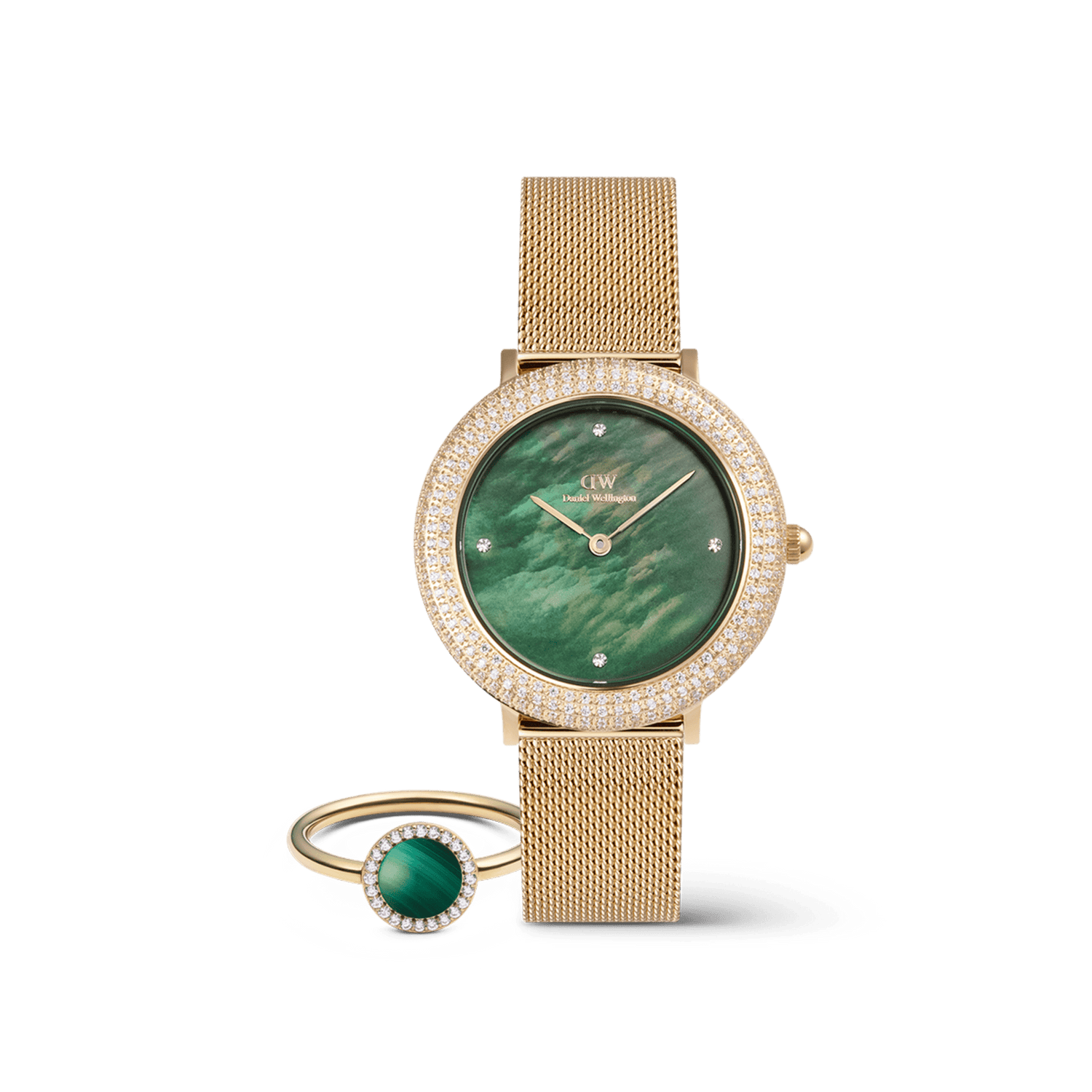 Crystalline Bezel & Audrey Green Set Gold