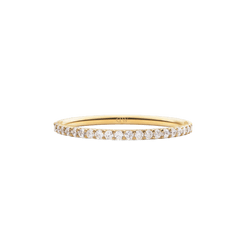Mirelle Eternity Ring Gold 1.4 mm features a slim gold band set with a continuous row of sparkling white cubic zirconia crystals, offering a refined and elegant look ideal for stacking or wearing alone.