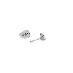 Crystal Heart Stud Silver earring shown from the side and back, highlighting the polished stainless steel post and secure butterfly fastening.