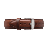 St Mawes Strap Silver crafted from smooth brown leather with fine stitching and a sleek silver buckle, ideal for Daniel Wellington watches.