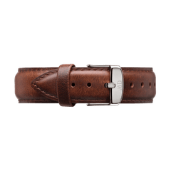St Mawes Strap Silver crafted from smooth brown leather with fine stitching and a sleek silver buckle, ideal for Daniel Wellington watches.