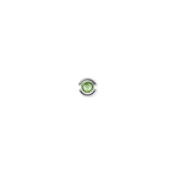 Sterling silver charm featuring a round, faceted peridot-coloured crystal in a minimalist setting, designed for necklaces or bracelets.