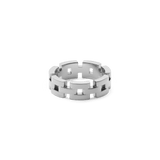 Polished silver 3-link ring crafted from stainless steel, featuring a bold geometric design with smooth, rounded edges and a contemporary finish.