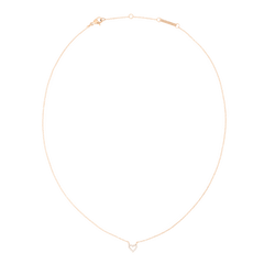 Rose gold necklace with a fine adjustable chain, featuring a delicate heart-shaped pendant set with white cubic zirconia crystals. The lightweight design highlights the pendant’s subtle sparkle, offering an elegant and versatile jewellery piece.