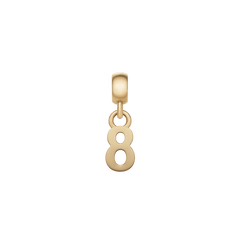 Gold number 8 charm with a polished, contemporary finish, crafted from stainless steel with PVD gold plating, designed for customising bracelets or necklaces.