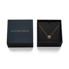 Audrey Necklace Tiger Eye Gold presented in a signature Daniel Wellington gift box, ideal for gifting or special occasions.