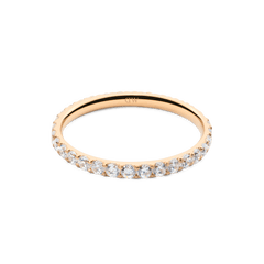 Delicate Mirelle Eternity Ring in rose gold with a slim 2mm band, featuring a full circle of white cubic zirconia crystals for a refined and timeless look.