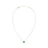 Gold necklace with domed jade pendant and white cubic zirconia accents on a fine adjustable chain, elegant and timeless design.