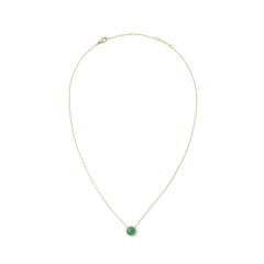 Gold necklace with domed jade pendant and white cubic zirconia accents on a fine adjustable chain, elegant and timeless design.