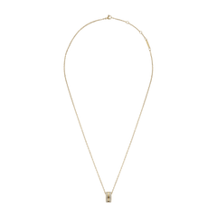 Elan Lumine Necklace Gold featuring a slim gold cable chain and a ring-shaped pendant adorned with crystals on both sides, offering a minimalist and elegant style.