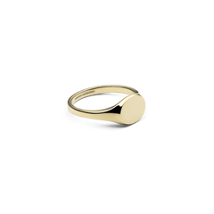 Classic Mini Signet Ring Gold featuring a smooth, flat oval face and a minimalist band, crafted from stainless steel with a warm gold PVD finish.