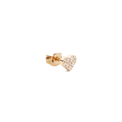 Crystal Heart Stud Gold earring featuring a petite gold heart set with nine cubic zirconia crystals and a secure butterfly back.