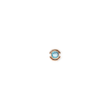 Rose gold charm featuring a round, cool blue crystal at its centre, set in polished PVD-plated stainless steel with a minimalist, elegant design.