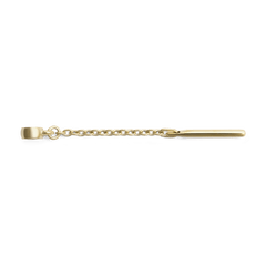 Polished gold charm extension chain with a delicate link design and a sleek bar, crafted from stainless steel with a PVD gold finish, ideal for adding length or layering to bracelets and necklaces.