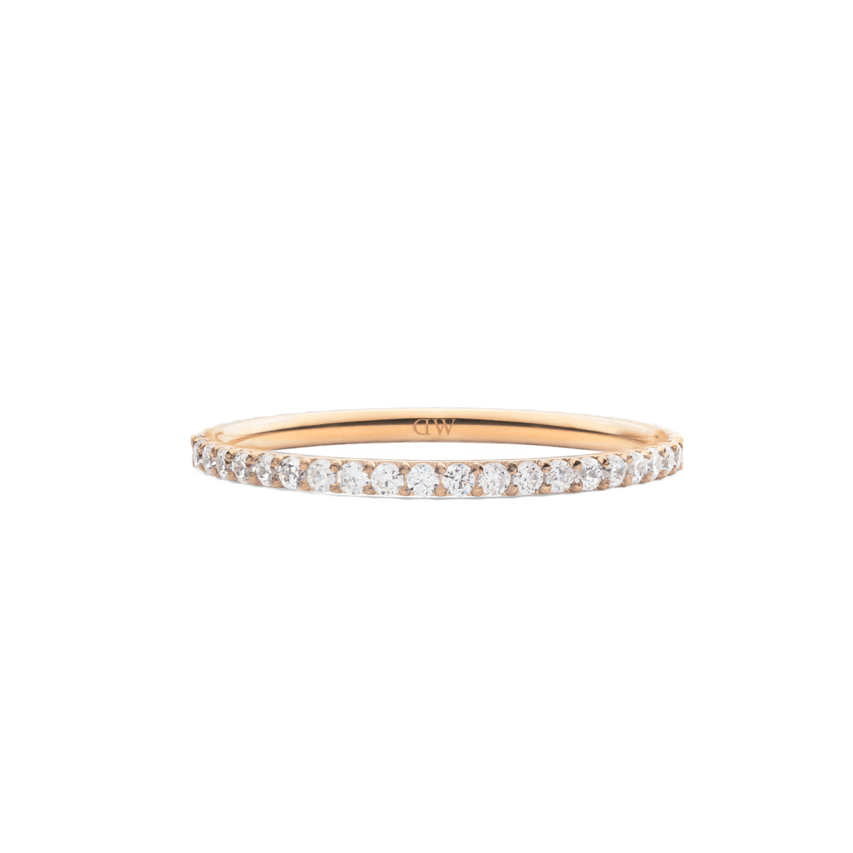Mirelle Eternity Ring Rose Gold 1.4 mm featuring a slim rose gold band set with a continuous row of white cubic zirconia crystals for a refined, sparkling look.
