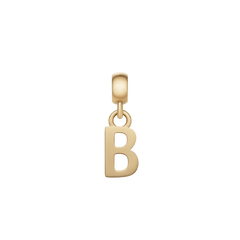 Polished gold letter B charm with a minimalist silhouette, crafted from stainless steel and finished with an adjustable clasp for easy personalisation of bracelets or necklaces.