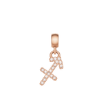 Rose gold Sagittarius zodiac charm crafted from stainless steel, featuring sparkling cubic zirconia crystals in a refined claw setting.