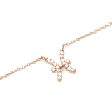 Rose gold chain necklace featuring a Pisces zodiac pendant adorned with hand-set sparkling crystals.