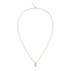 Rose gold chain necklace featuring an octagonal amazonite charm in a soft green-blue shade, designed for a refined and modern jewellery look.