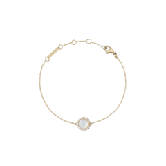 Gold Audrey Bracelet with mother of pearl centre, cubic zirconia accents, and adjustable fine chain by Daniel Wellington.