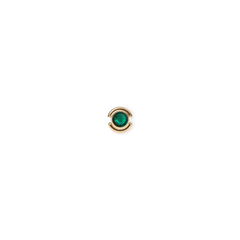 Gold charm with a vivid green crystal centre, featuring a polished finish and minimalist design, ideal for necklaces or bracelets.