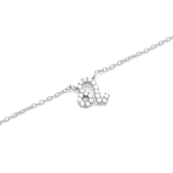 Crystal Zodiac Chain Necklace Silver featuring a Leo zodiac pendant adorned with sparkling hand-set crystals on a fine silver chain.