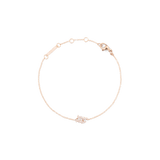 Delicate rose gold chain bracelet featuring an adjustable fit and a crystal-set zodiac pendant, finished with a lobster clasp.
