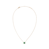 Rose gold necklace with a domed jade pendant, encircled by white cubic zirconia, on a fine adjustable chain.