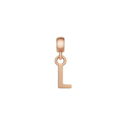 Rose gold letter L charm with a minimalist design, featuring a polished finish and anti-slip silicone lining, ideal for personalising bracelets or necklaces.