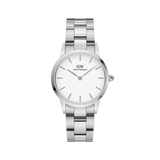 Daniel Wellington Iconic Link Silver watch with eggshell white dial and polished stainless steel link bracelet.