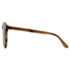 Side view of the Bio-Acetate Arch Brown Demi sunglasses featuring a slim tortoiseshell-effect frame and Daniel Wellington branding along the arm.