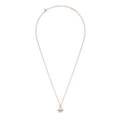 Aspiration Necklace Rose Gold Satin White featuring a delicate rose gold chain and a satin white ceramic sphere pendant with a rose gold-plated engraved band.